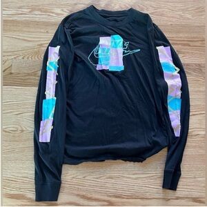 Nike black long sleeve soft shirt pink blue 80’s vibe vintage medium top M